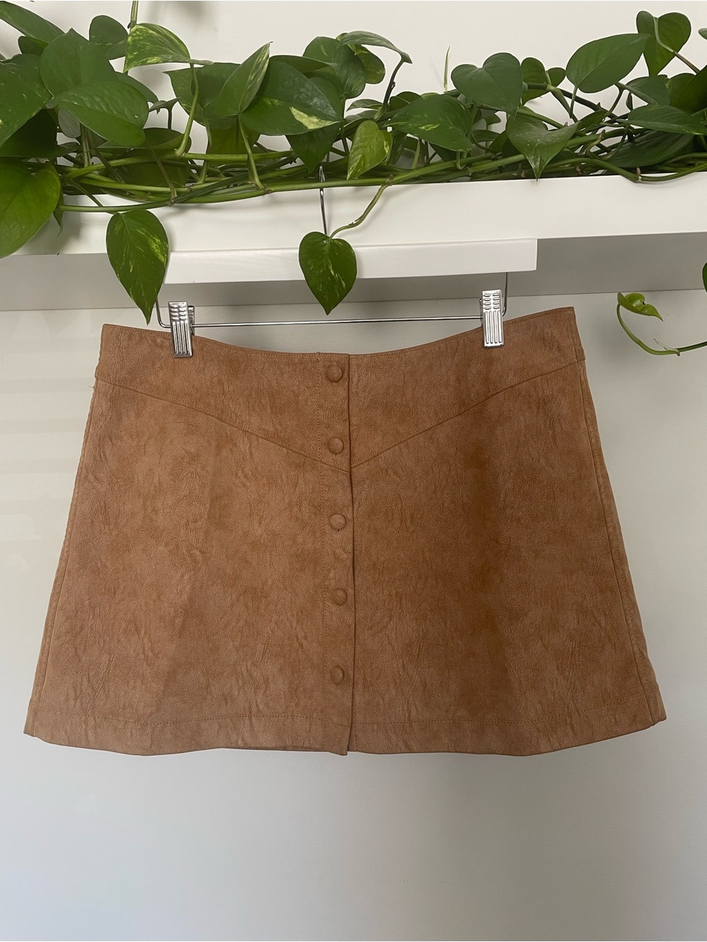 Free People After Party Vegan Suede Mini Skirt Tan Camel Brown Size 14
